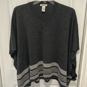Orvis 100% Merino Wool Charcoal Gray Poncho Sweater Women's OS
